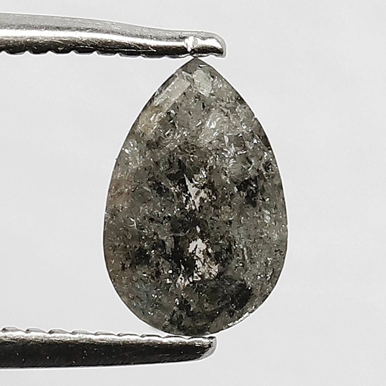 0.96 CT 7.7 MM Pear Half Cut Sparkling Faceted Salt and Pepper Polished Back made for Wedding Ornaments