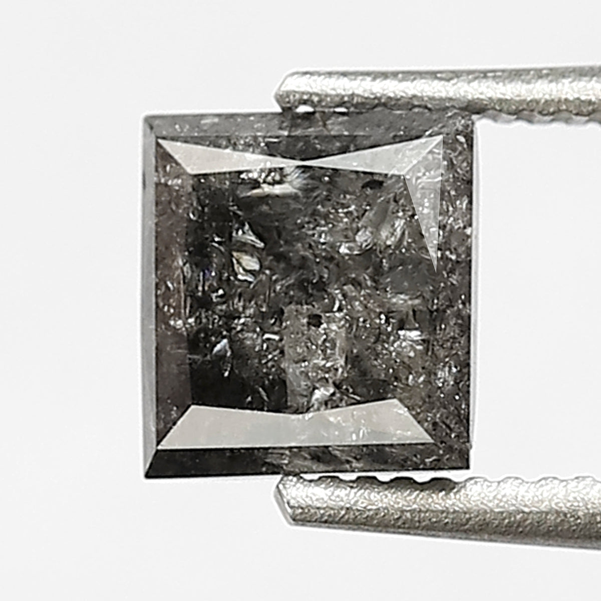 5 MM Natural Grey Black color Salt and Pepper Diamond 0.75 CT princess cut Loose Diamond For Ring