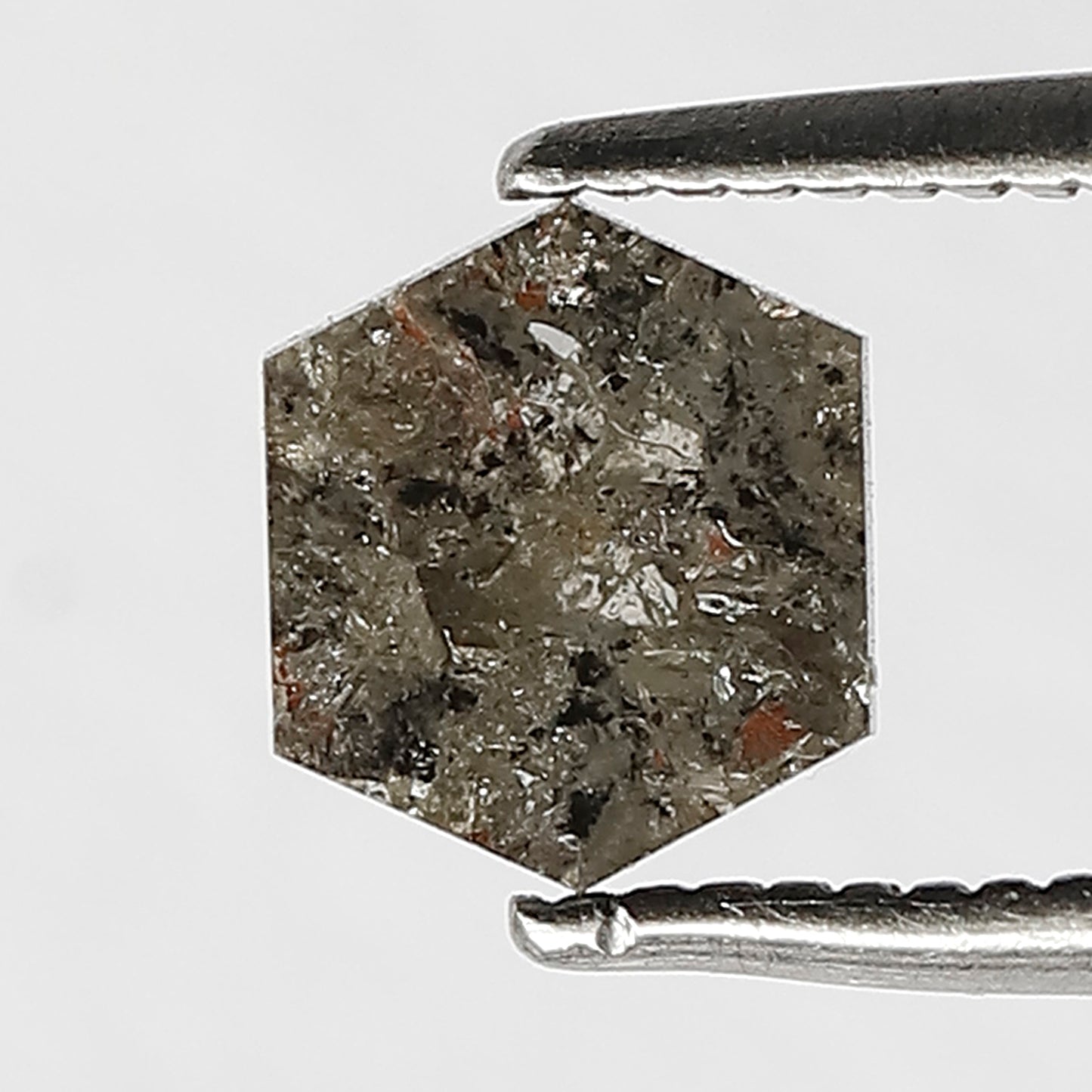 0.96 CT Half Cut Hexagon Shape 6 mm Grey-Black Color Diamond for Unique jewelry