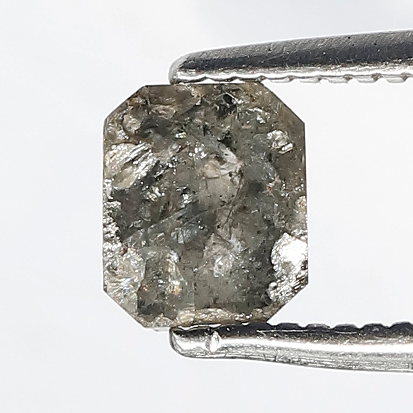 0.86 CT 5 MM Half Cut Sparkling Faceted Emerald Shape Salt and Pepper Loose Rustic Diamond suitable for Emerald Ring