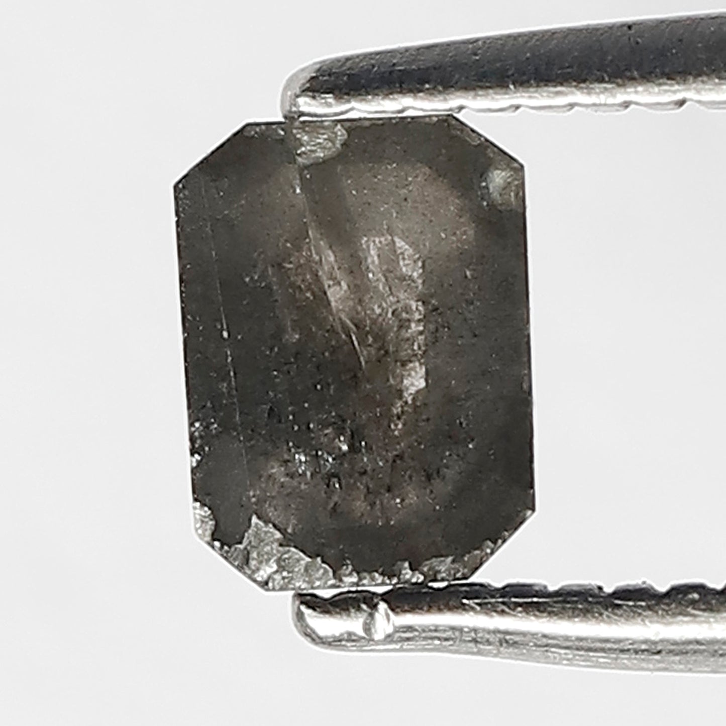 0.49 CT Elongated Shiny Black Emerald Cut Salt and Pepper Loose Rustic Diamond Long faceted made for Toe Ring