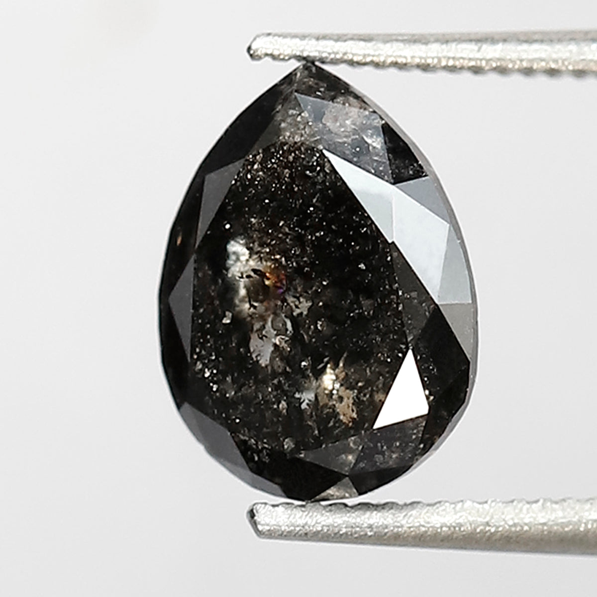 1.80 CT pear Shape Natural loose 8.40 MM salt and pepper Grey Black Color Diamond for making unique jewelry