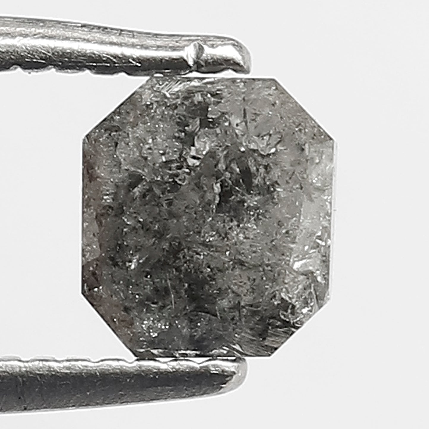 0.75 CT 5.2 MM Emerald Cut Salt and Pepper Loose Brilliant Diamond made for Body Piercing Jewelry