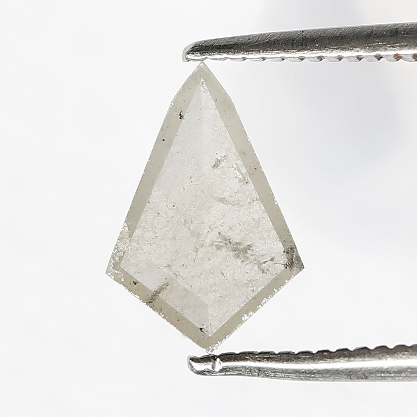 0.70 CT Translucent Kite Shape Loose Diamond, Natural Misty White Conflict Free Salt and Pepper Diamond For Wedding Band