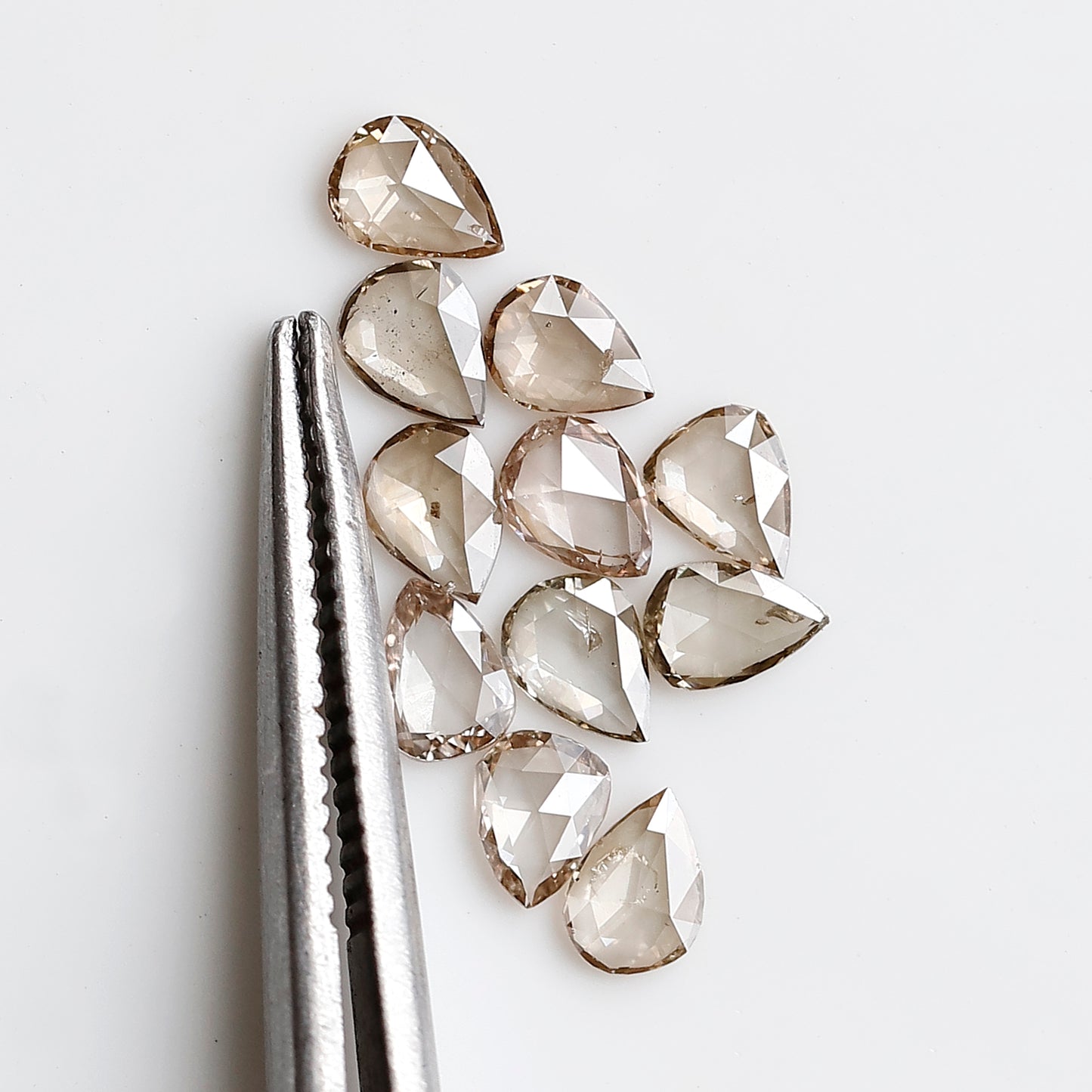 1.08 CT Pear Shape Light Brown Natural Diamonds, 4 x 3 mm Loose Rose cut Earth Mined Diamond Lot