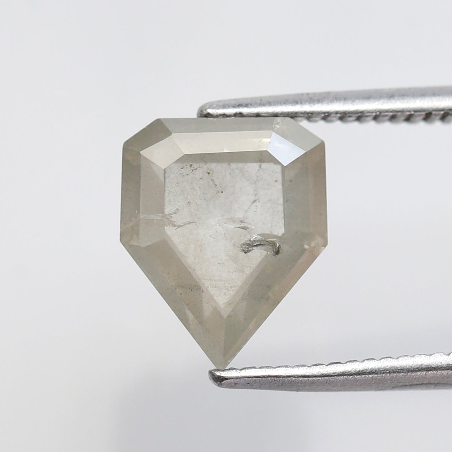 2.46 CT Geometric cut Earth Mined Diamond, 9.40 mm Misty White Loose Rustic Diamond For Custom Pendant