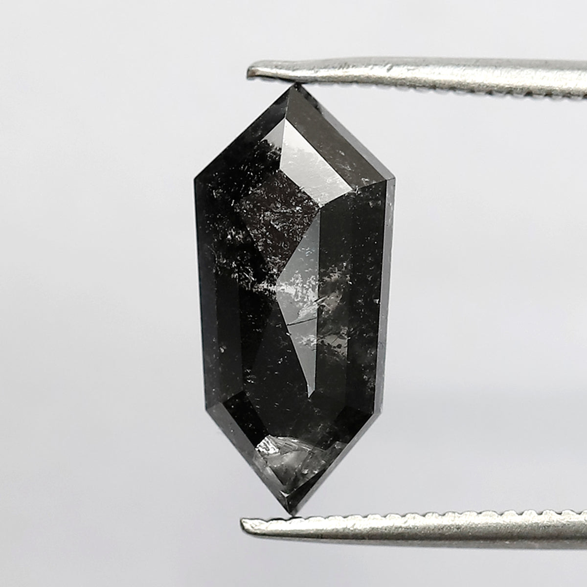 2.49 Ct elongated hexagon Shape Salt and Pepper Diamond 14 MM Loose Natural Grey Black Color Diamond for wedding ring gift