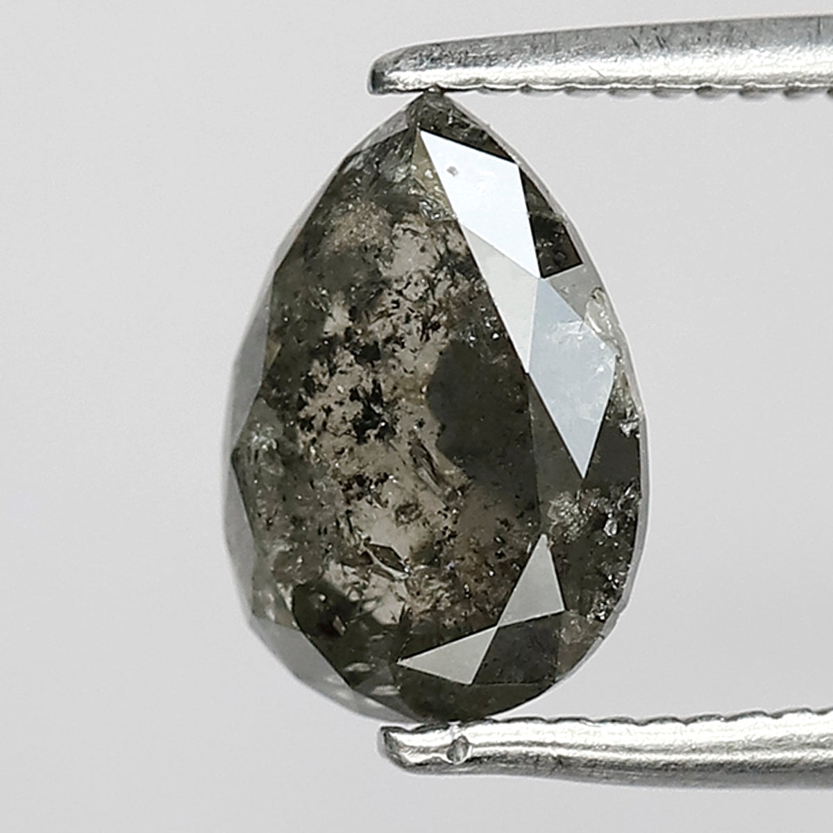 1.89 CT Pear Shape Salt and Pepper Diamond 9 MM Loose Natural Green Grey Black Color Diamond wedding ring