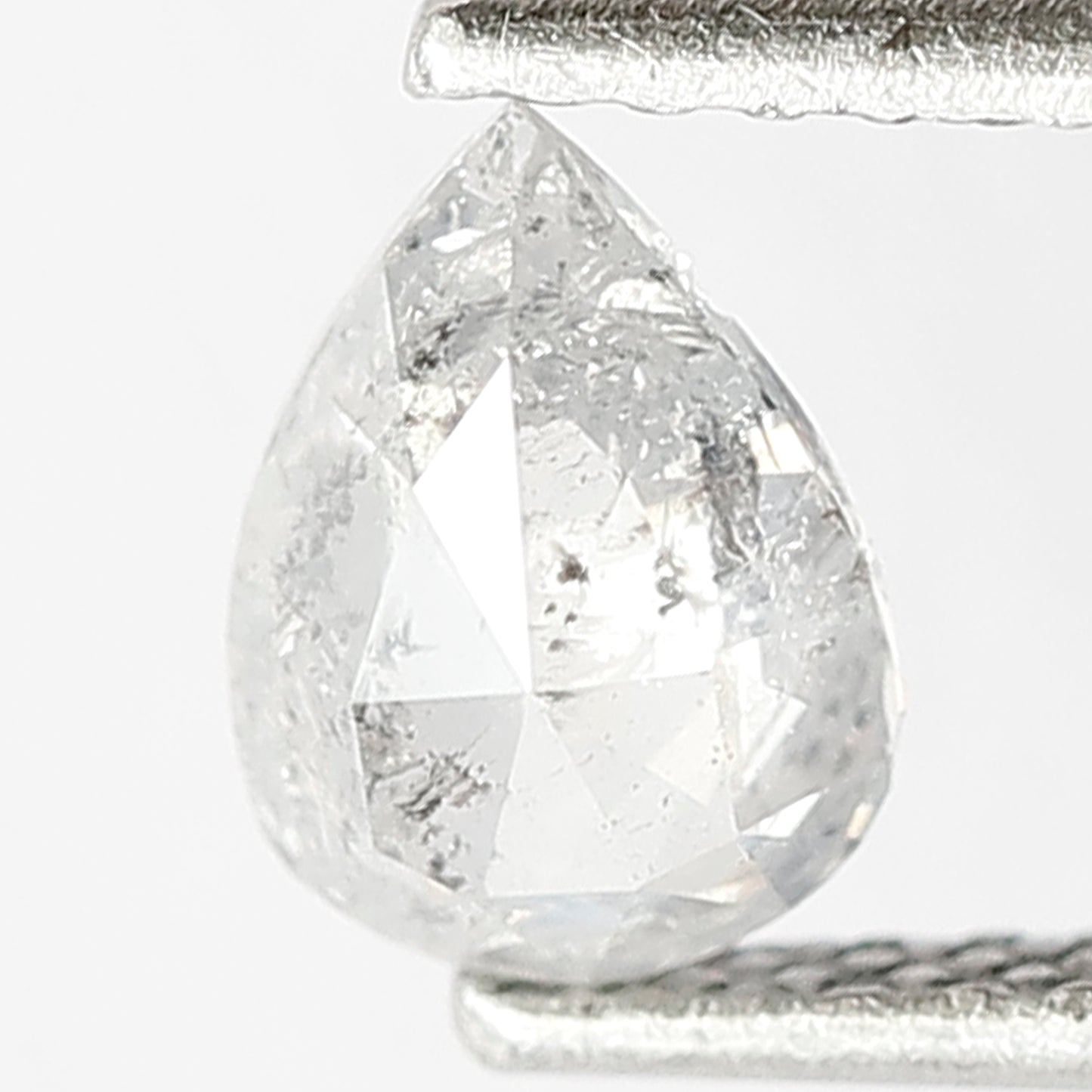 0.62 CT Pear Shape Salt and Pepper Diamond, Natural Misty White Earth Mined Loose Diamond For Bridal Jewelry