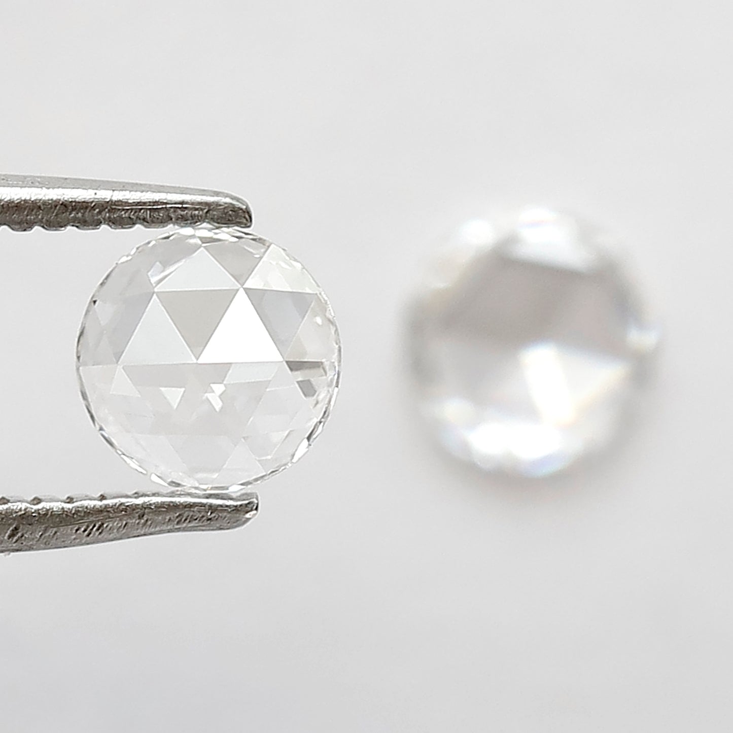 0.57 CT Round Rose Cut Diamond Pair, Natural FG VS Loose Diamonds 5.00 mm For Earrings