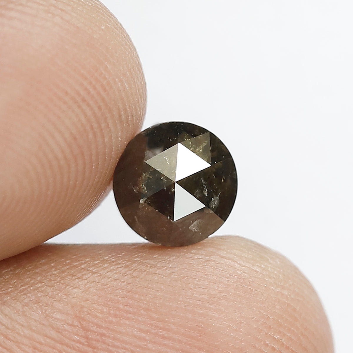 1.63 CT Round Shape Salt and Pepper Rose Cut Loose Natural Rustic Diamond