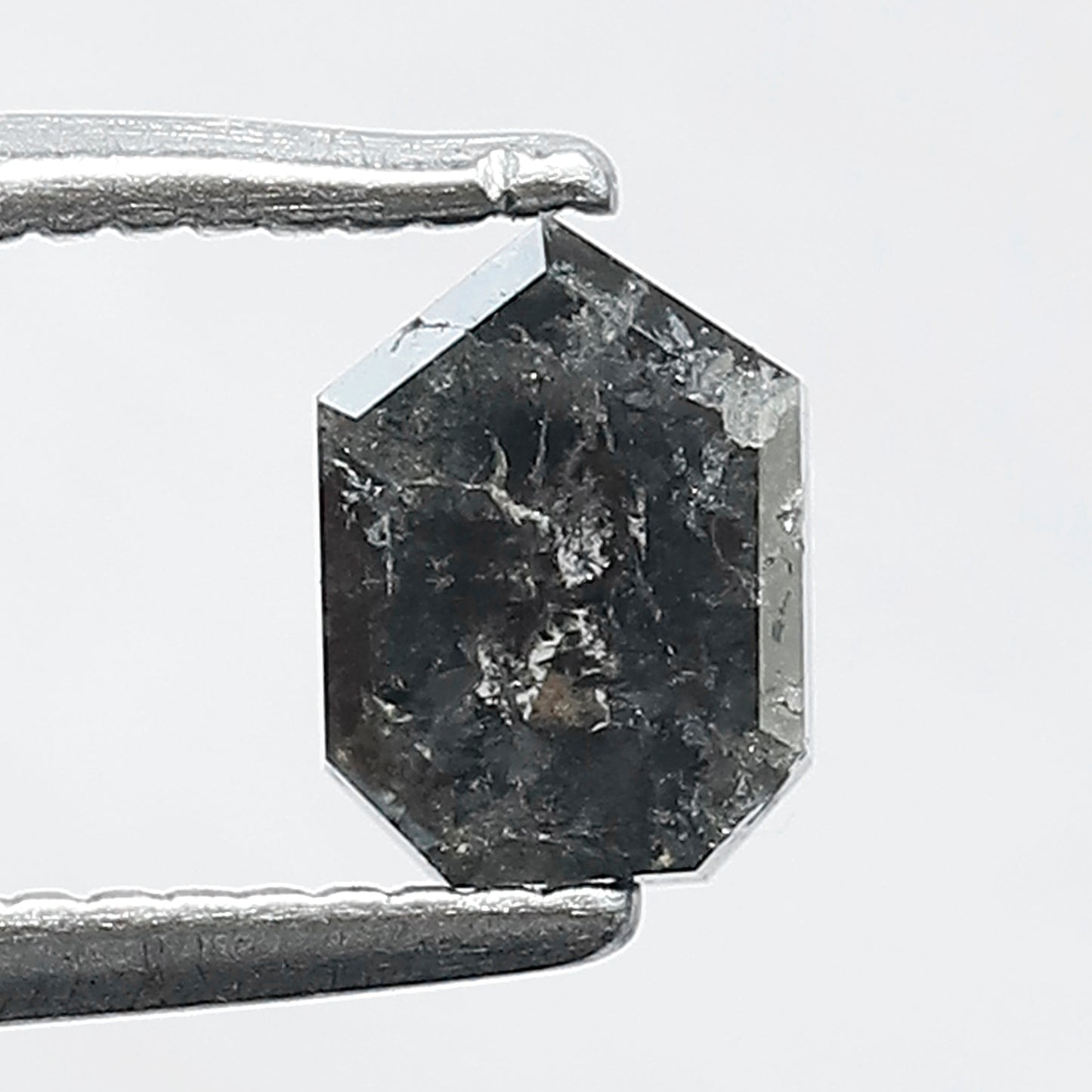 0.68 CT Unique Cut Bullet Shape Salt and Pepper Natural Blackish Grey Diamond