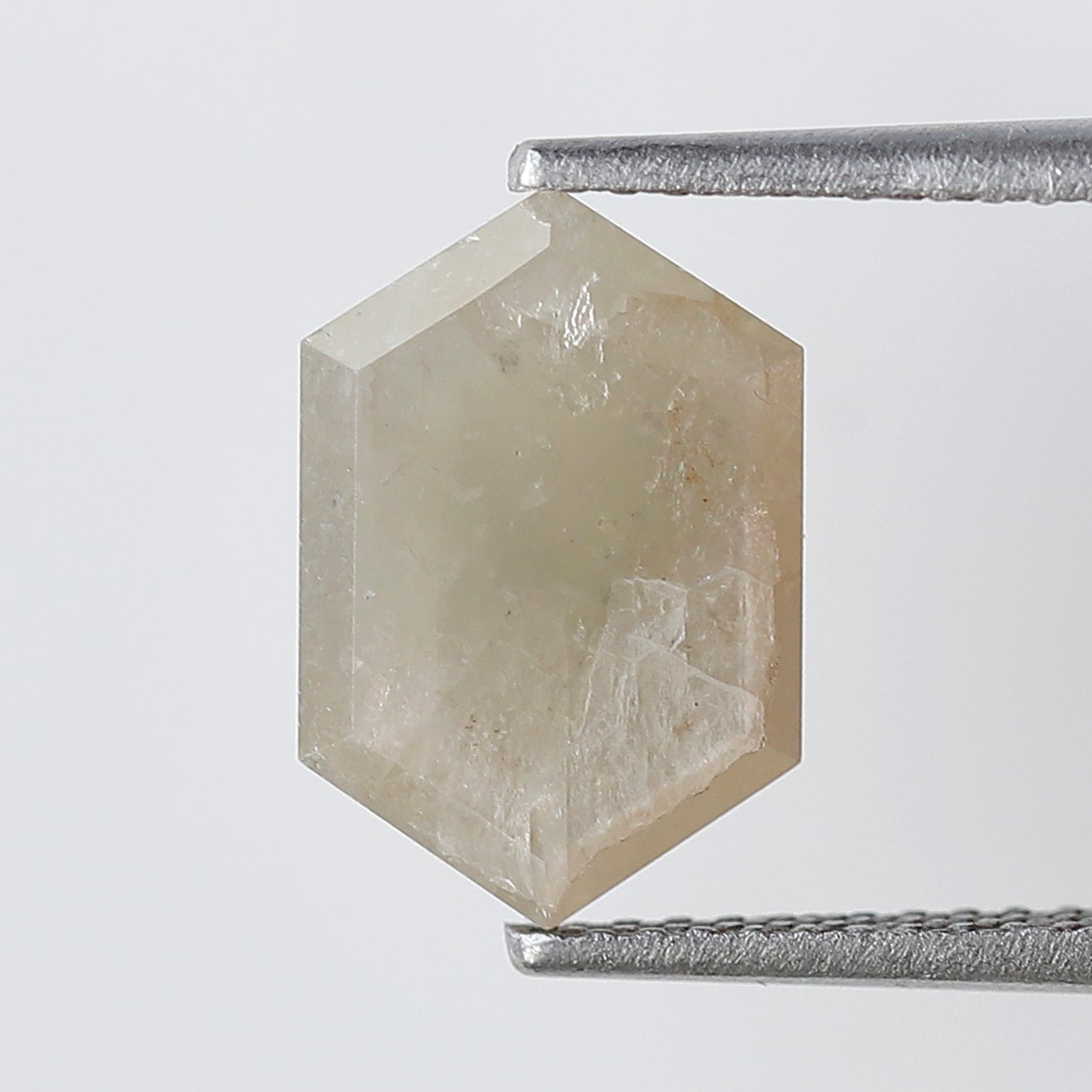 Elongated Hexagon Loose Diamond 2.56 Carat, Natural Misty White Rustic Diamond, Ethical Conflict Free Gem for Jewelry