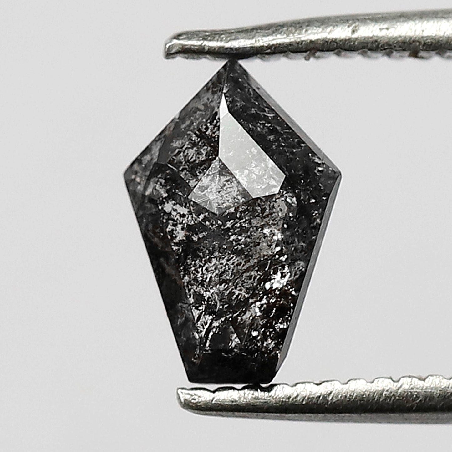 0.71 CT Shield cut salt and pepper 8 mm translucent grey and black color loose diamond for making ring