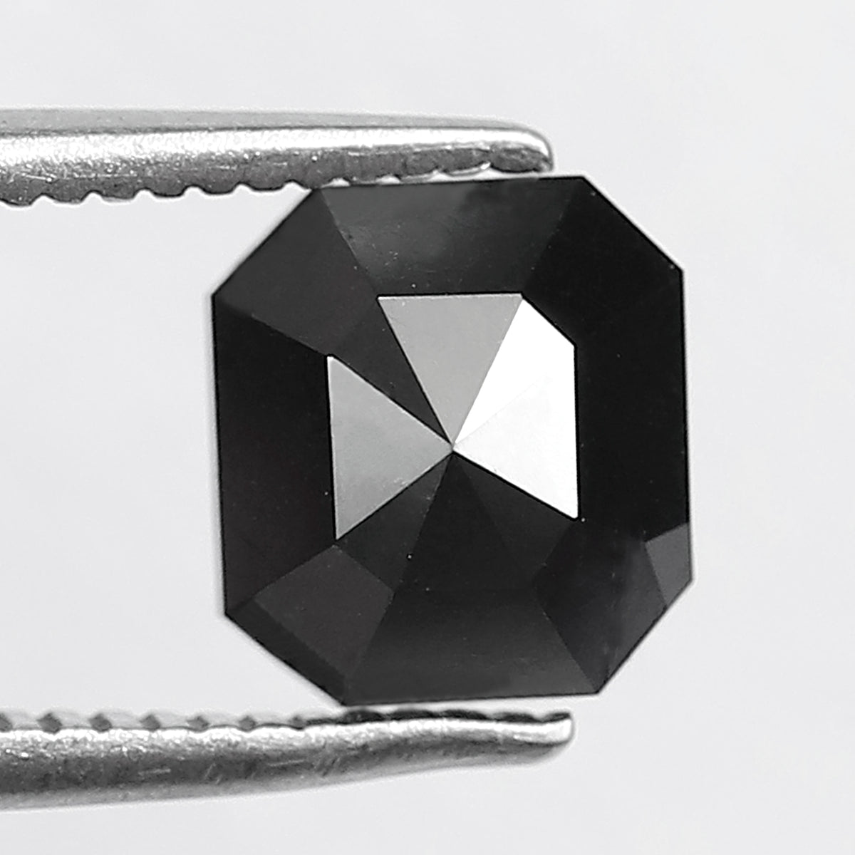1.61 CT Emerald cut Loose Conflict Free Diamond, 6.70 x 6.10 mm Natural Treated Black Diamond For Promise Ring