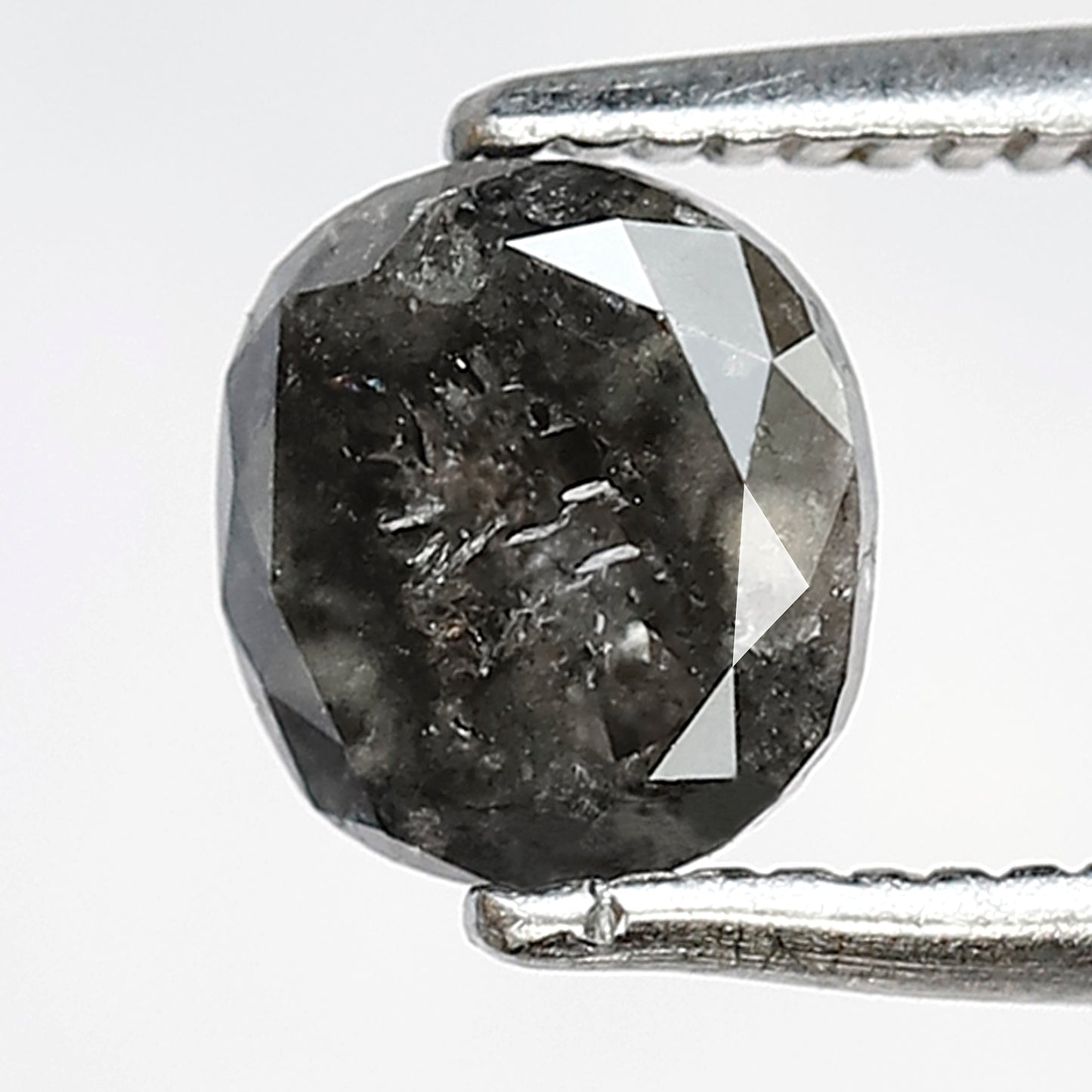 1.12 CT Oval shape salt and pepper diamond 6 MM gray-black color natural loose diamond for gifting ring
