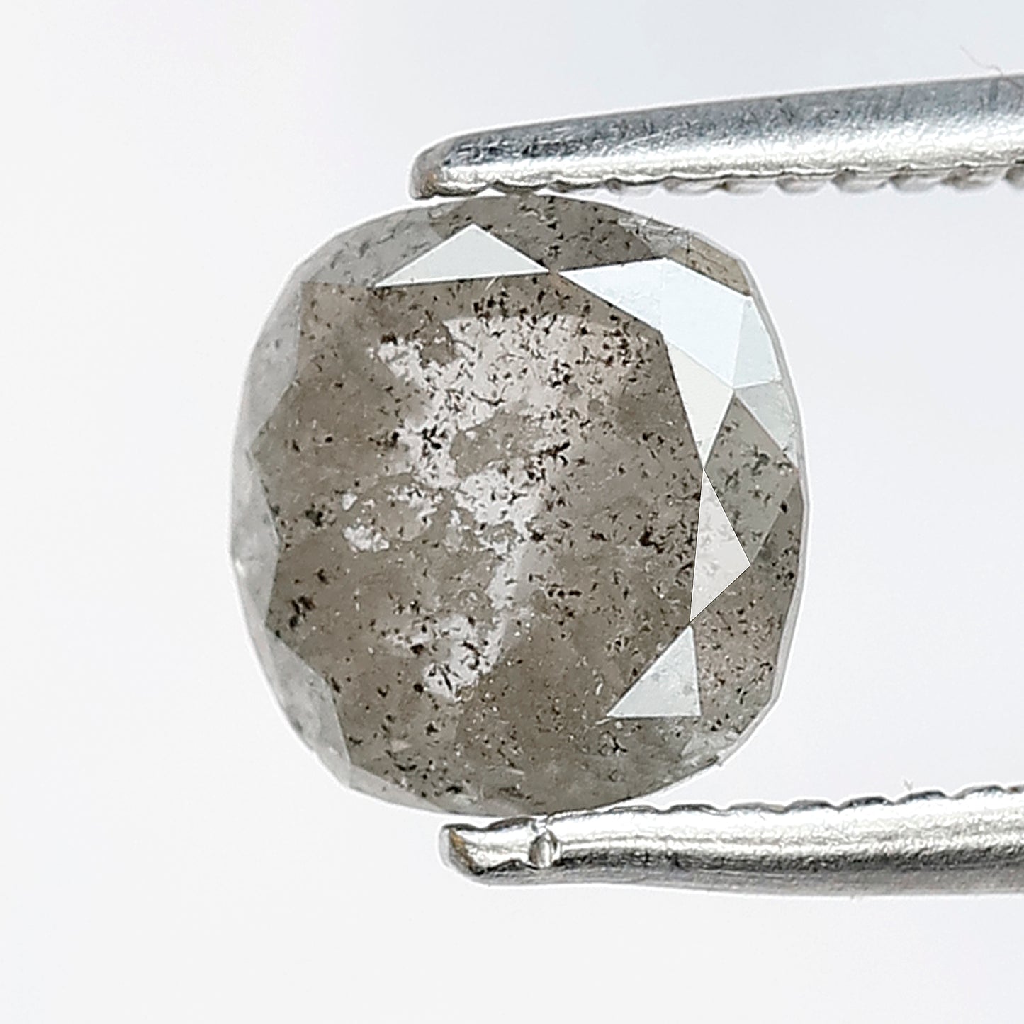 1.34 CT Cushion shape salt and pepper diamond 6.80 mm gray-black color natural loose diamond for making jewelry