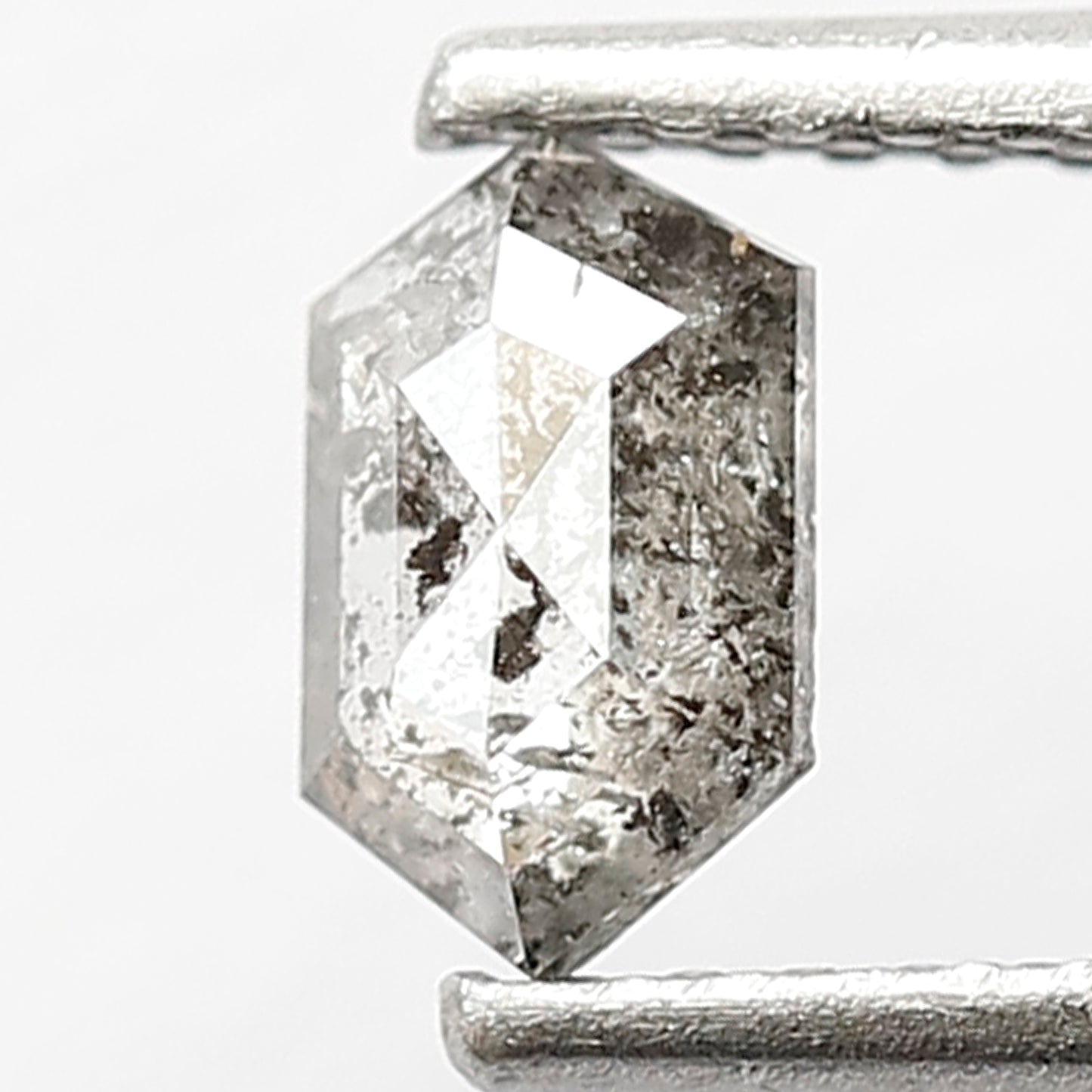 6 MM Long Hexagon Shape Diamond Natural Grey Black Color Diamond Loose Natural 0.40 CT Conflict Free Salt and Pepper Diamond Bespoke Jewelry