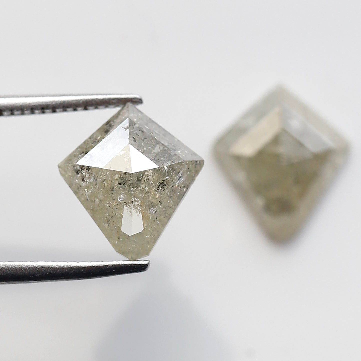 2.92 Ct Natural Gray Black Diamonds Pair, Kite Shape Rustic Loose Diamonds, Ethical Stones for Stud Earrings
