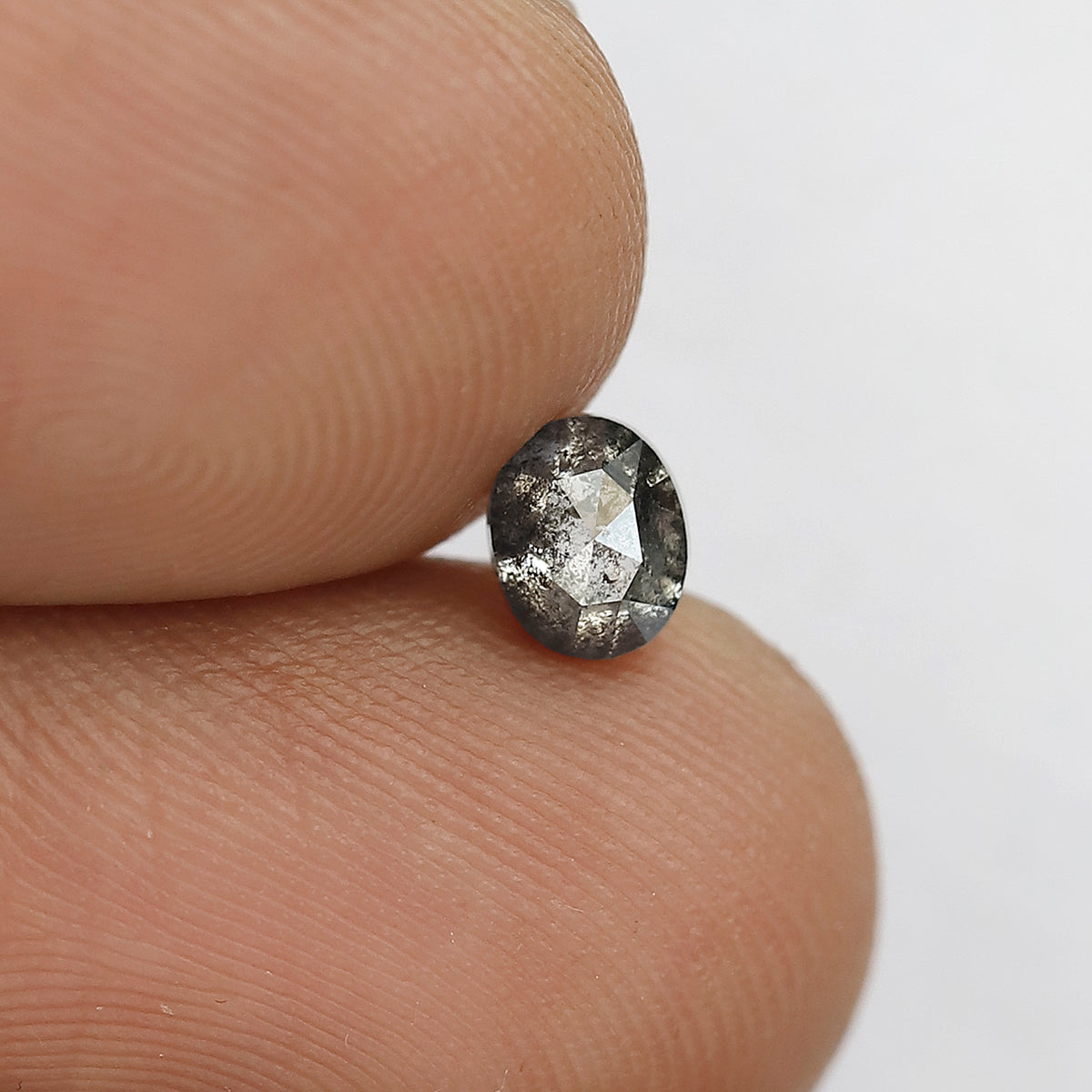 0.56 CT Oval Shape Natural Earth Mined Diamond, 5.10 MM Loose Salt and Pepper Gray Black Diamond for Anniversary Ring