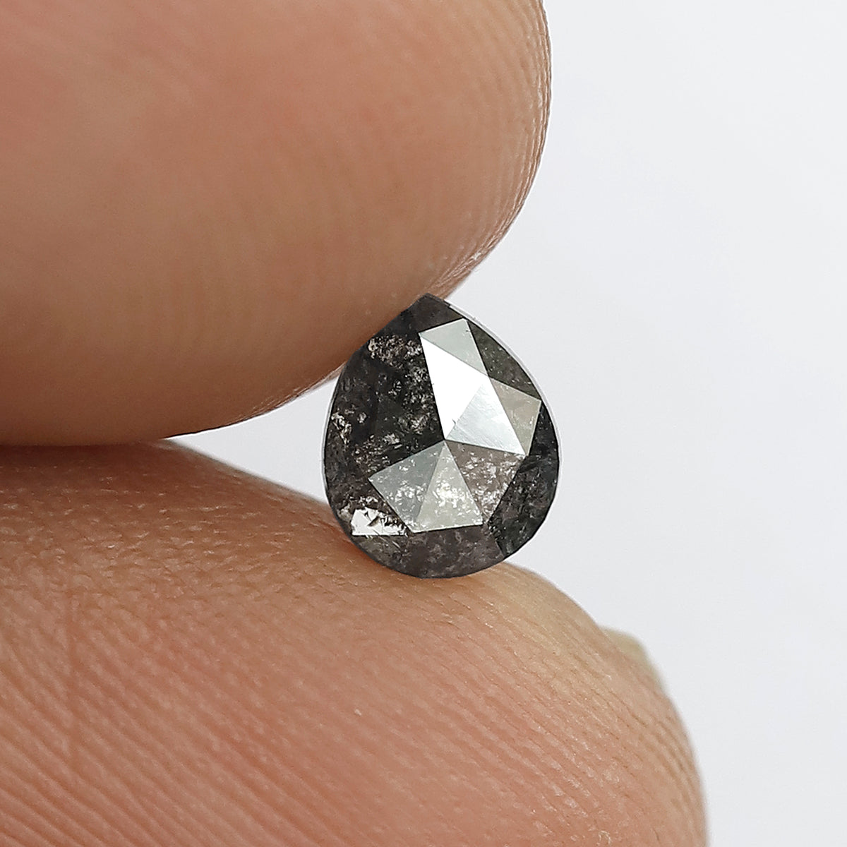 0.41 CT Pear Shape Earth Mined Loose Diamond, 5.9 mm Natural Blackish Gray Salt and Pepper Conflict Free Diamond
