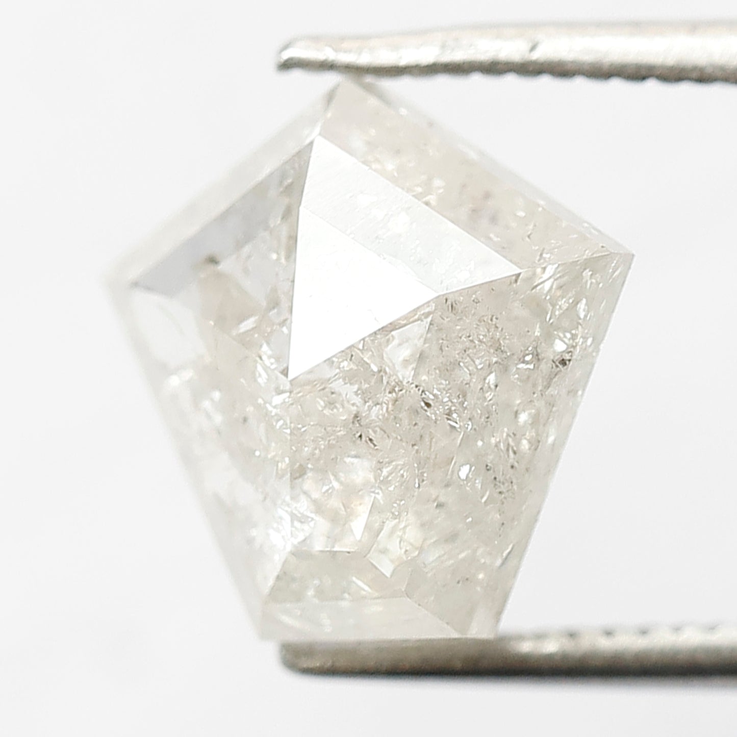 10 MM Unique Geometric Shape Loose Natural 3.25 CT Translucent White Color Rustic Salt and Pepper Diamond Engagement Ring