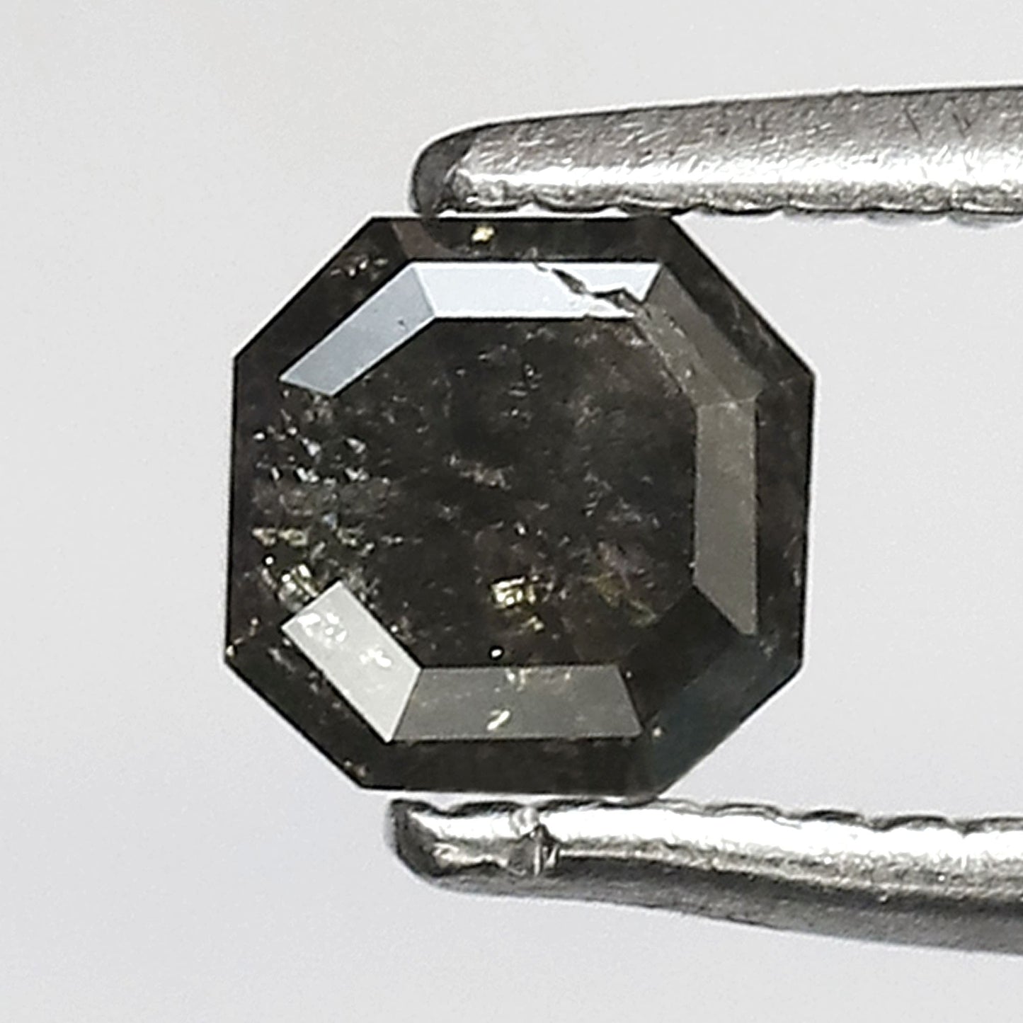 0.50 CT, 4.3 MM Asscher cut Loose Diamond, Natural Grey Black Salt and pepper Diamond