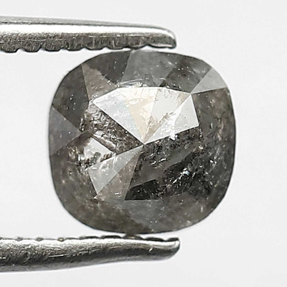1.08 CT, 5.50 x 5.50 mm Cushion cut Salt and Pepper Diamond, Natural Gray Black Translucent Loose Diamond For Anniversary Ring