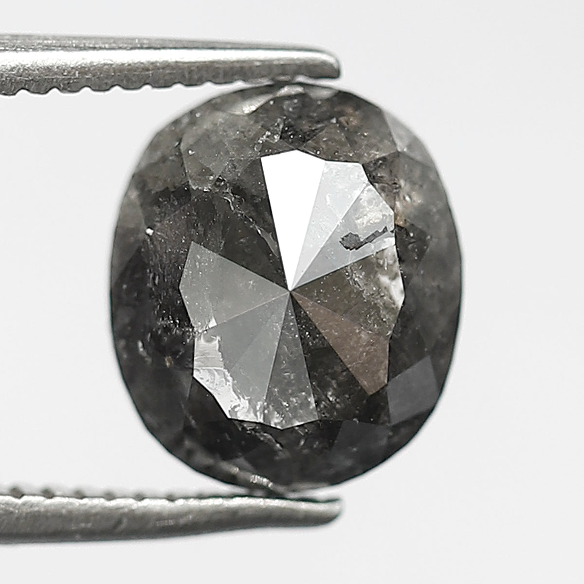2.16 CT Oval Shape Salt and Pepper Diamond, 8.5 mm Natural Gray Black Loose Diamond For Anniversary Ring