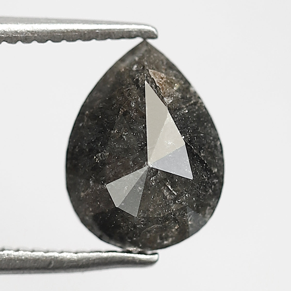 1.64 CT Pear Shape Salt and Pepper Diamond | Natural Gray Black Conflict Free Loose Diamond for Proposal Ring