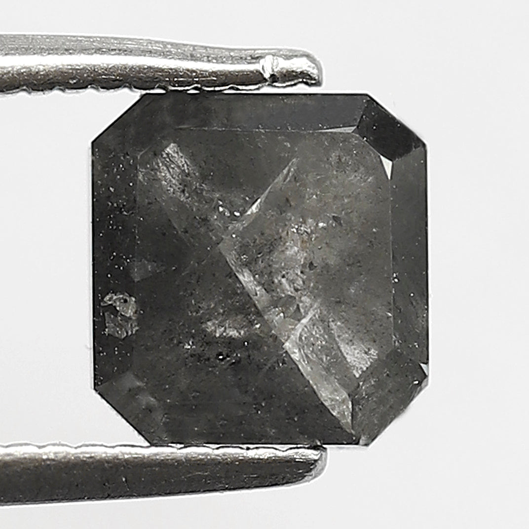 1.56 CT Asscher cut Loose Earth Mined Diamond, 6.40 mm Natural Salt and Pepper Diamond For Jewelry