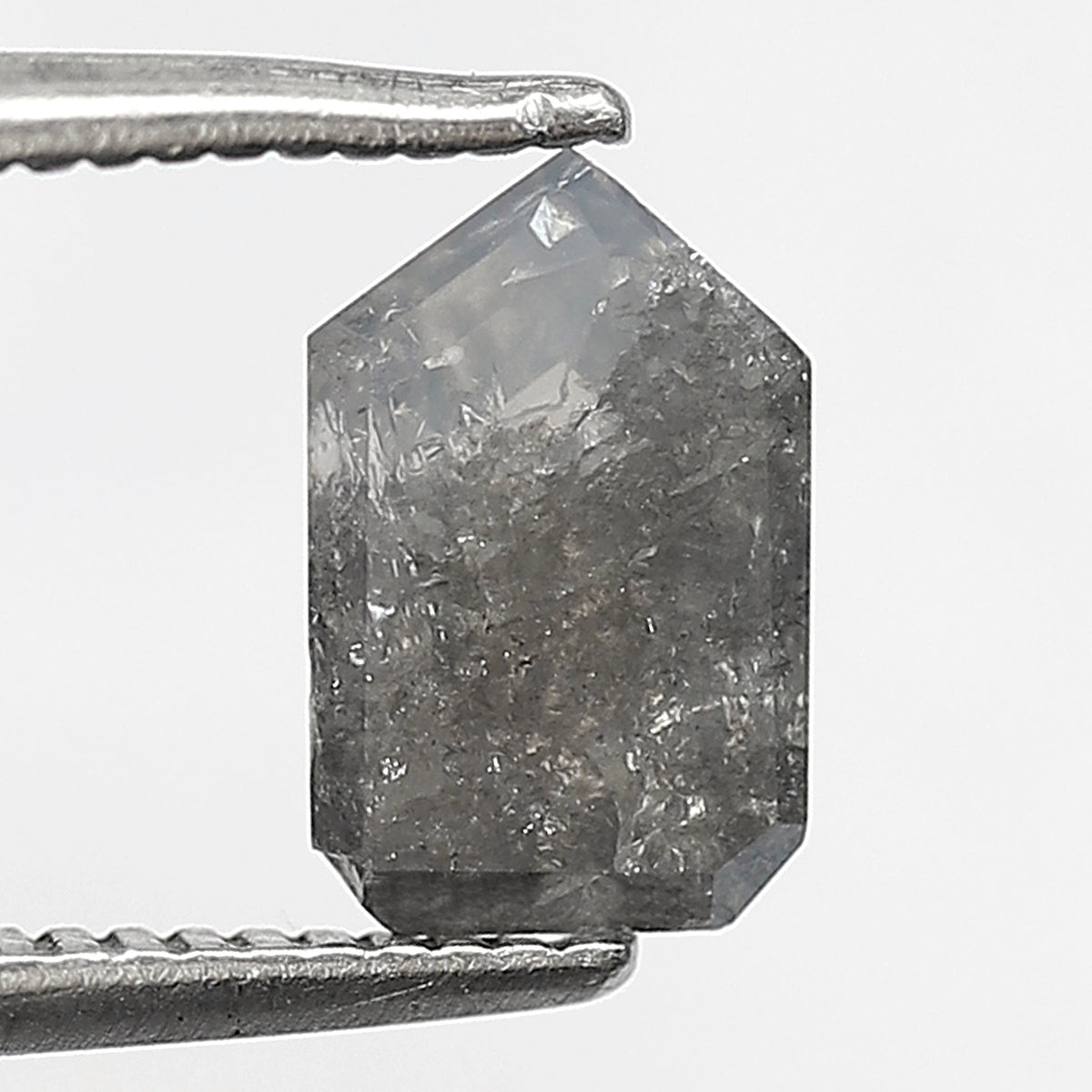 1.11 CT Geometric cut Salt and Pepper Loose Diamond, 7.80 mm Natural Misty Gray Black Diamond For Custom Jewelry