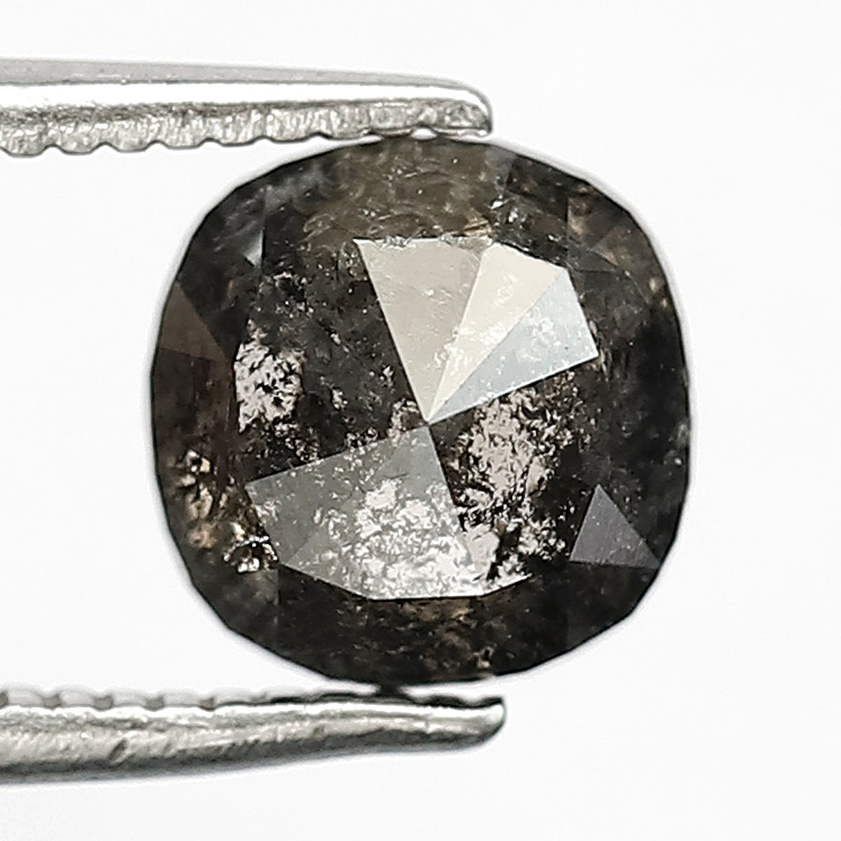 1.60 CT Cushion cut Natural Loose Earth Mined Diamond, 6.60 x 6.60 mm Gray Black Salt and Pepper Diamond