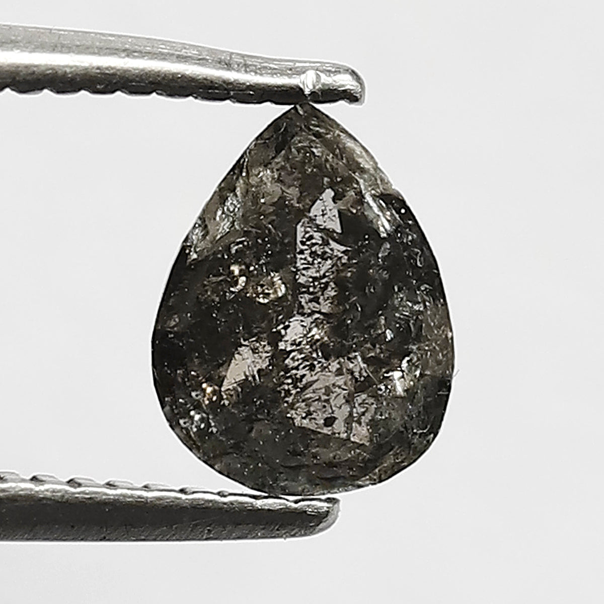 0.66 CT Pear Shape Salt and Pepper Diamond – Natural Gray Black Loose Diamond for Bridal Ring