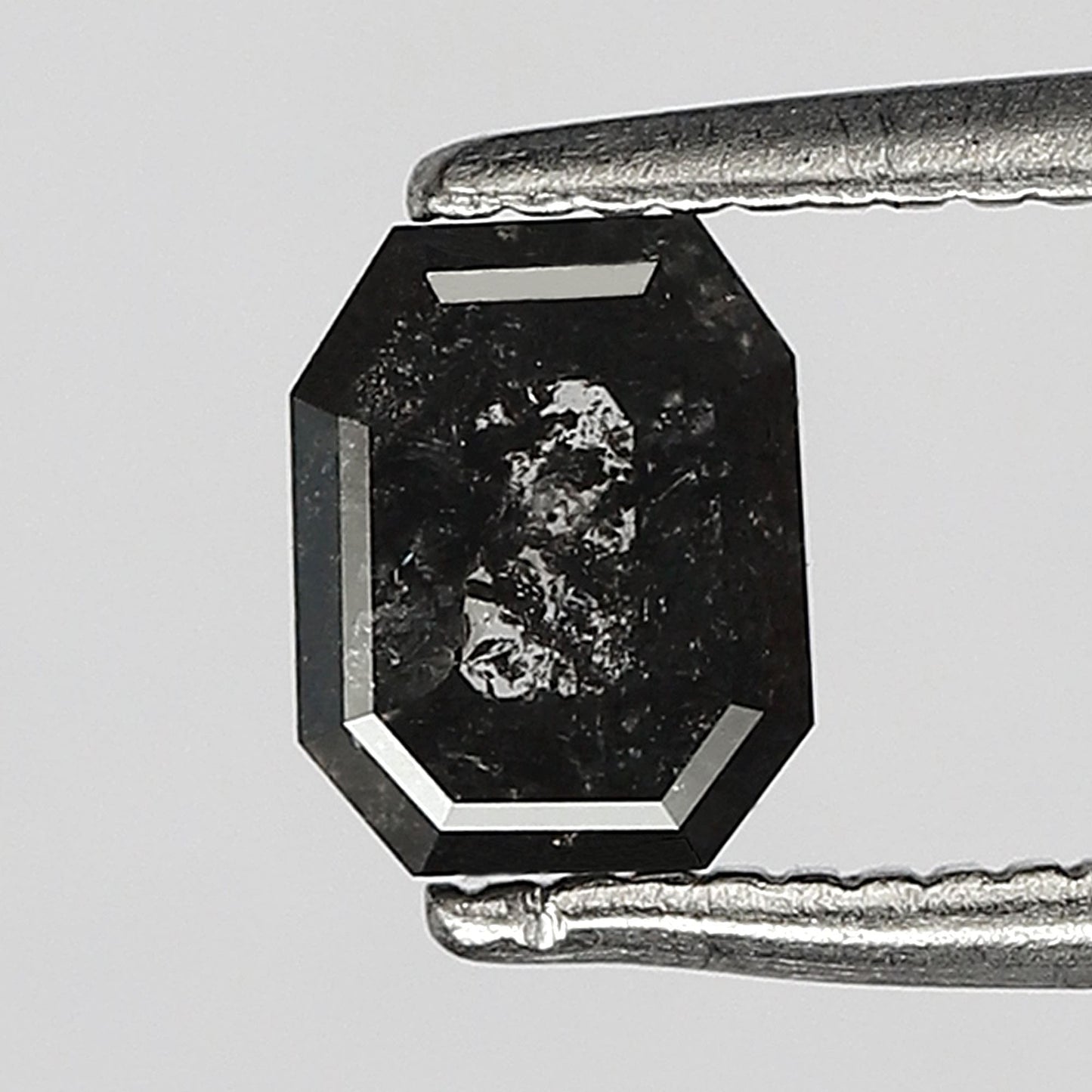 0.78 CT Emerald cut Loose Natural Diamond, 5.50 x 4.40 mm Gray Black Salt and Pepper Diamond For Anniversary Ring