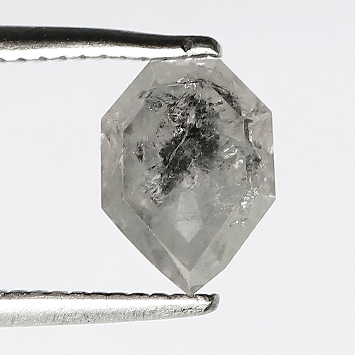 Unique 1.20 CT Modified Shield Cut Salt & Pepper Diamond, Natural Misty White Loose Diamond 7.30x5.40 mm for Ring Design