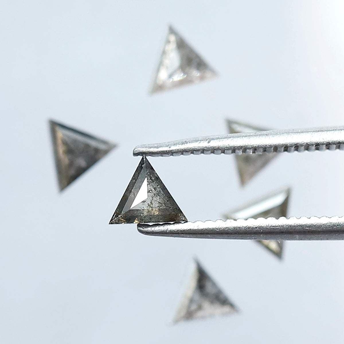 1.07 CT Natural Earth Mined Triangle Cut Salt and Pepper Diamond Lot – 4.00 x 4.00 mm Gray Black Loose Diamonds