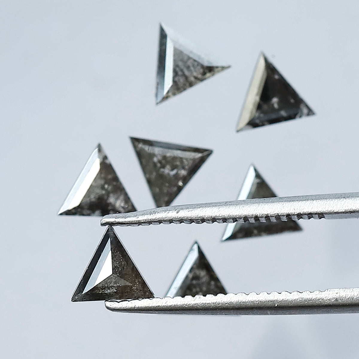 Triangle Cut Salt and Pepper Diamond Lot 1.36 CT | Natural Gray Black Loose Diamonds | 4.40 x 4.40 mm Earth Mined Diamonds