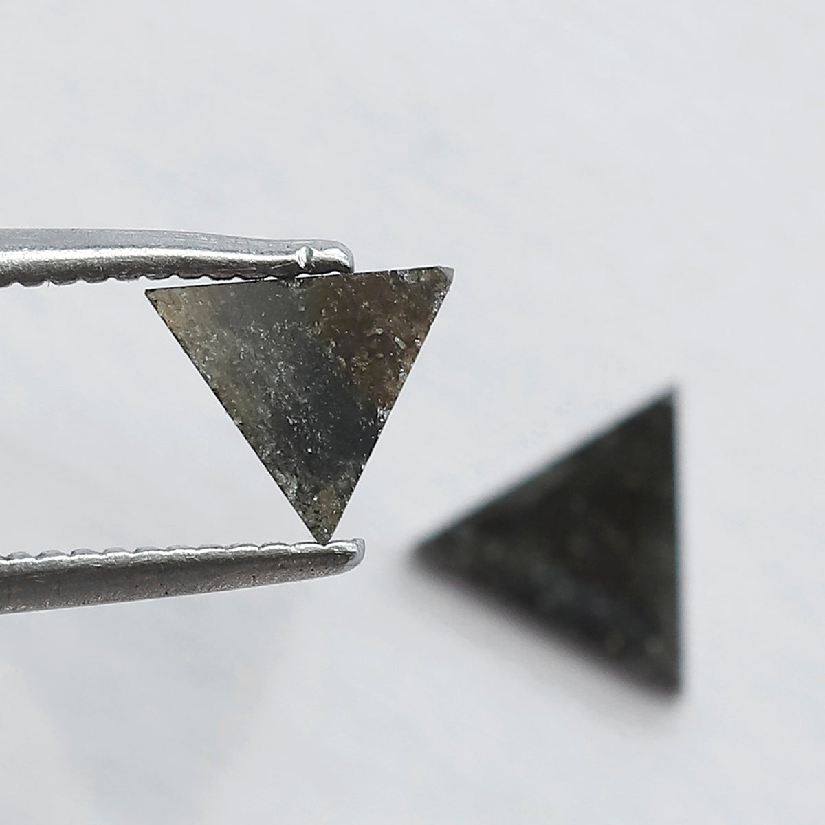 Natural Gray Black Triangle Diamonds Pair 0.68 CT | Earth Mined Salt and Pepper Loose Stones 5.50 x 5.40 mm