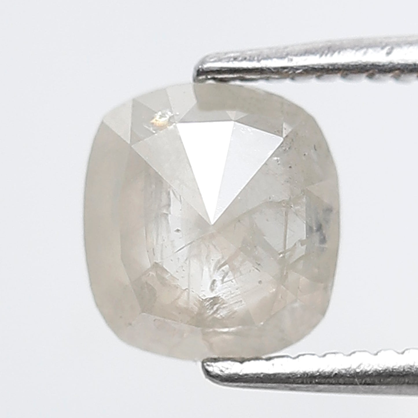 1.50 CT Cushion Salt and Pepper Diamond, Misty White Loose Natural Diamond 6.80 x 6.30 mm, Earth Mined Jewelry Stone