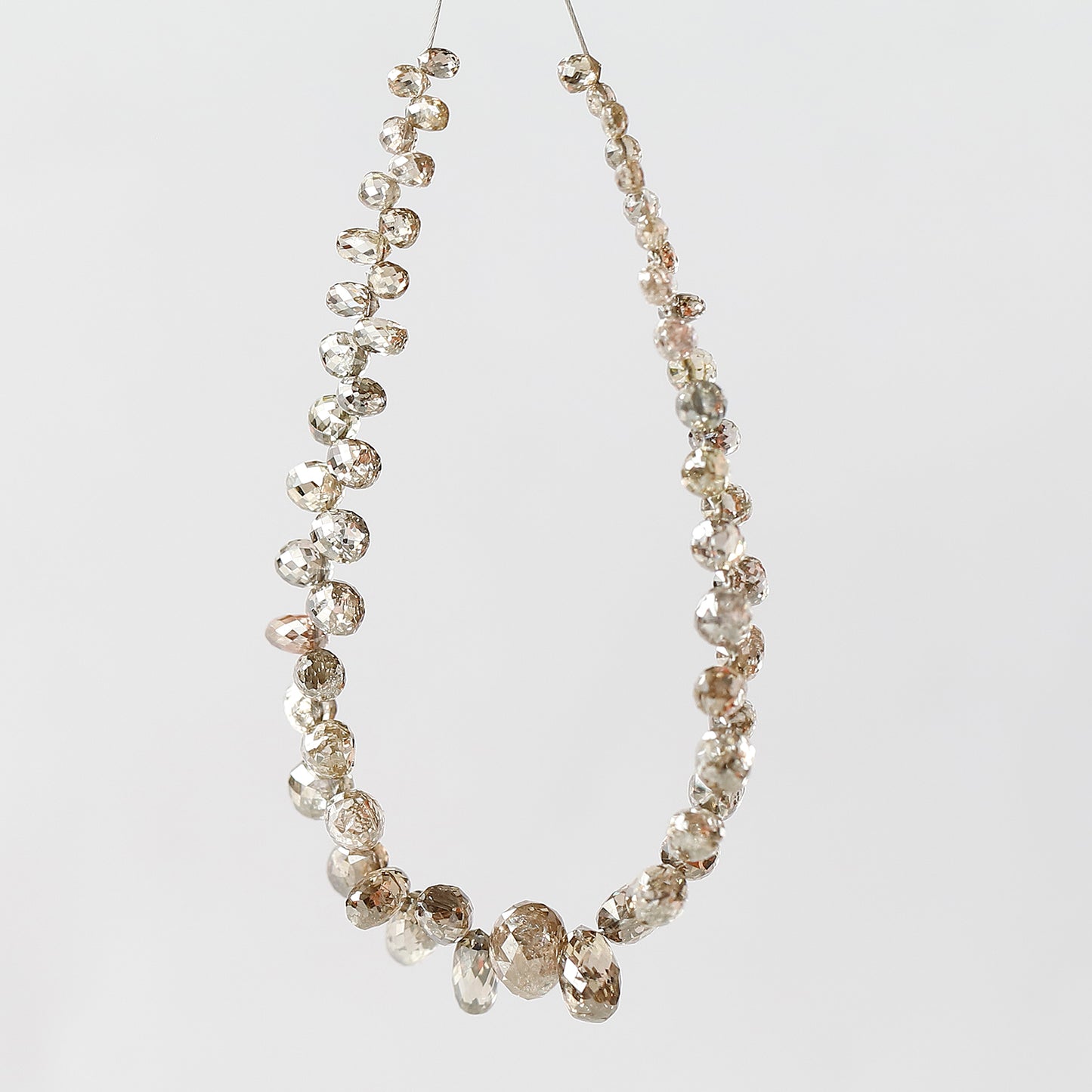 2.5 MM to 5 MM Mix Lot of Champagne Color Vs to Si Clarity 12.25 CT Ethically Sourced Loose Natural Briolette Shape Diamond For Necklace