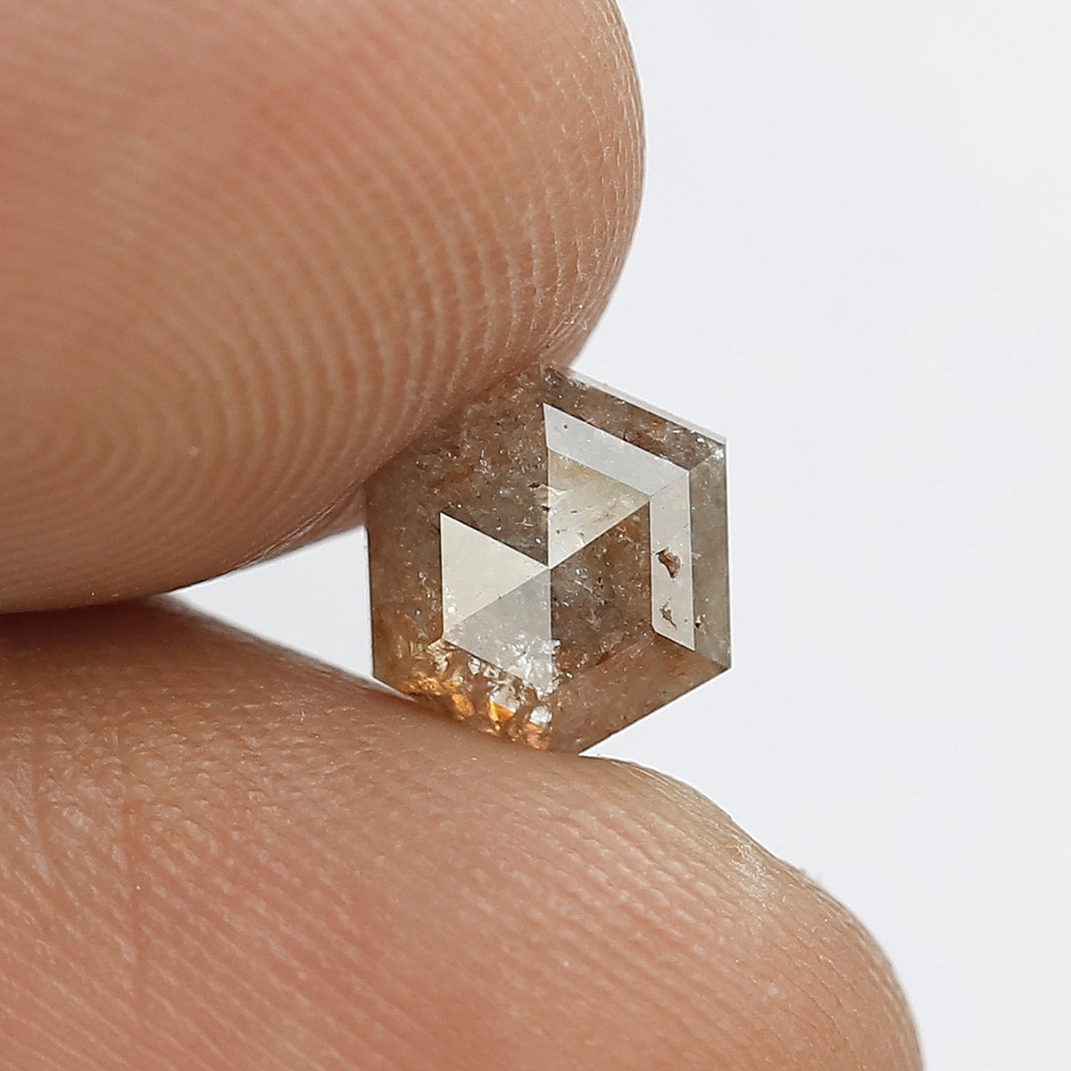 1.39 CT Hexagon cut Natural Loose Diamond, 6.30 x 6.40 mm Rustic Brownish Gray Diamond For Ring and Pendant