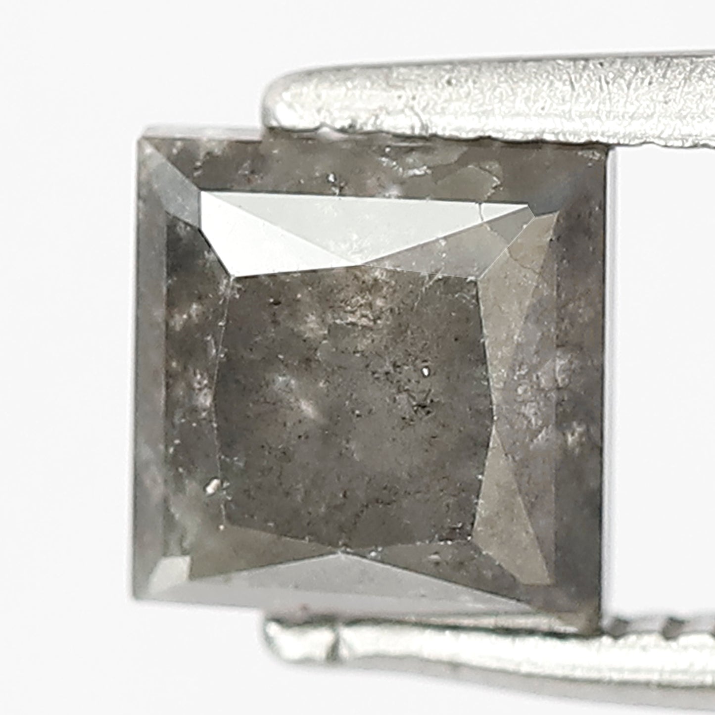 5.6 MM Natural Grey Black Color Diamond 1.49 CT Loose Natural Princess Shape Salt and Pepper Diamond For Custom Design Jewelry