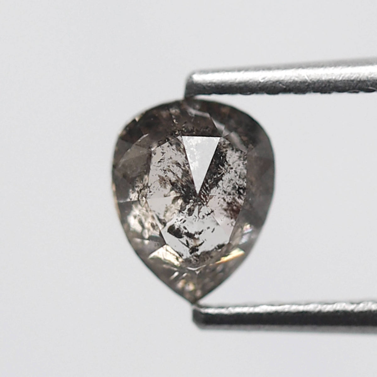 Pear Shape 0.70 Ct Salt and Pepper Diamond, 6.30 mm Natural Gray Black Loose Stone for Custom Ring