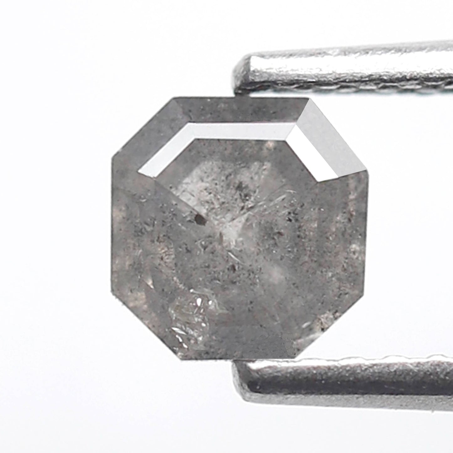 Natural Asscher cut 0.71 CT Loose Diamond, 5.30 x 5.00 mm Natural Gray Black Ethical Salt and Pepper Diamond