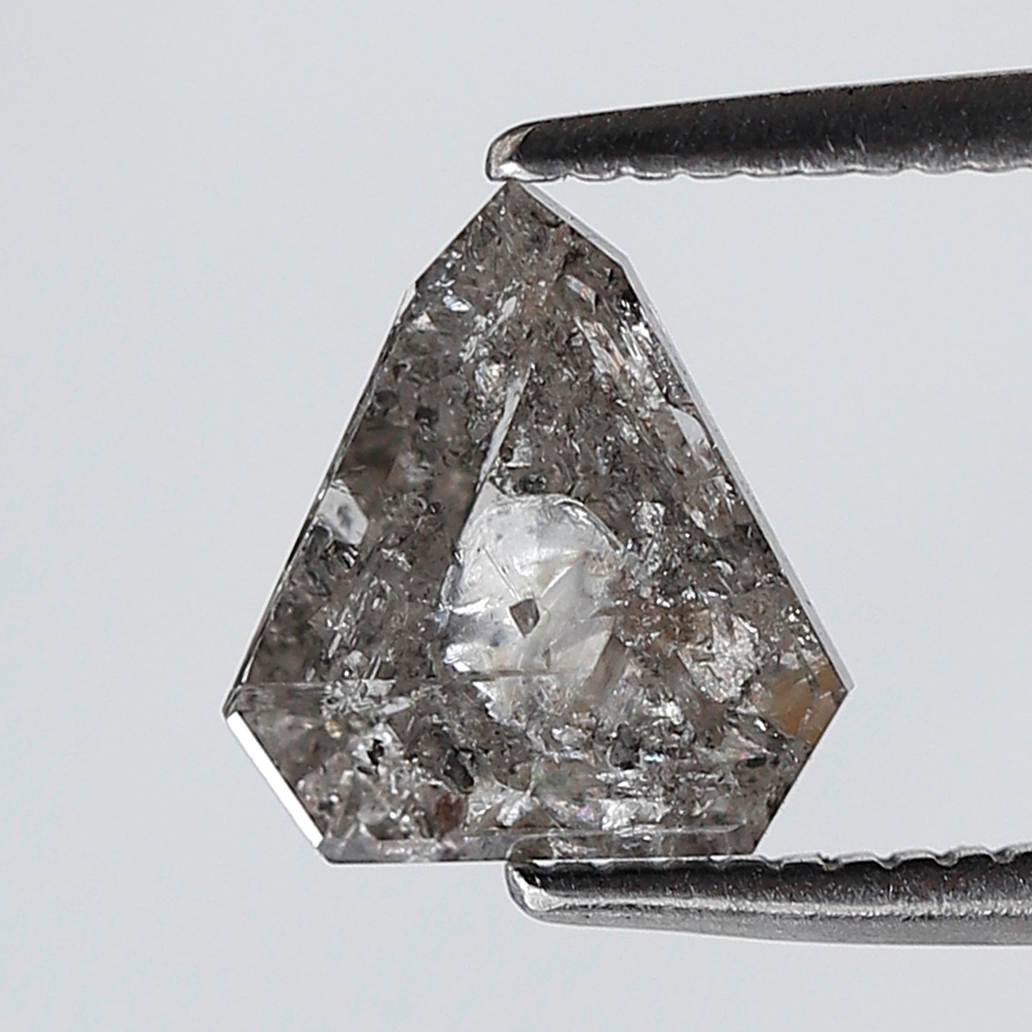 1.15 CT Pentagon Shape Natural Loose Diamond, 7.70 x 7.00 mm Gray Black Salt and Pepper Diamond For Pendant