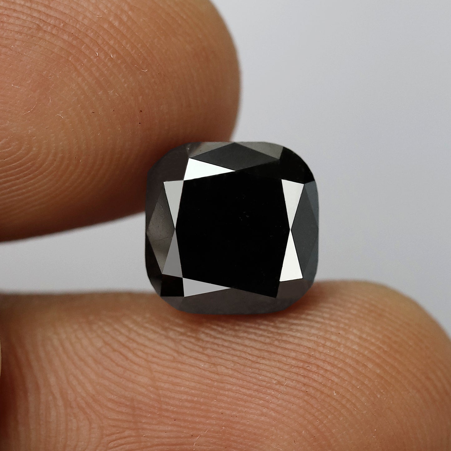5.10 CT Cushion cut Treated Black Diamond For Engagement Ring