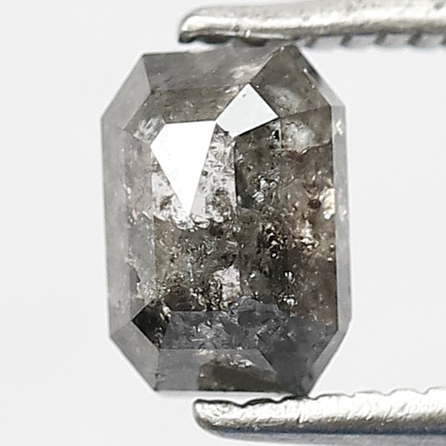 1.02 CT EMERALD Shape Natural Loose Diamond,6 mm emerald cut salt and pepper Diamond, Grey Black color Diamond for making unique design rings