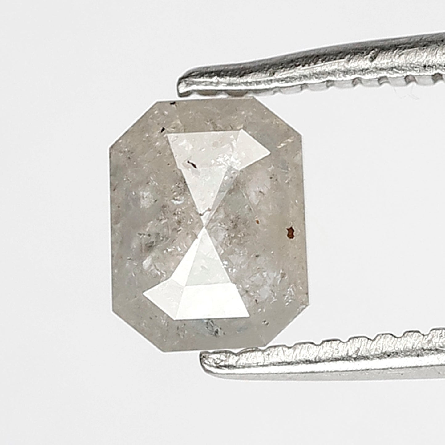 0.77 CT Loose Salt and Pepper Diamond, Emerald Cut Misty White Natural Diamond for Engagement Ring