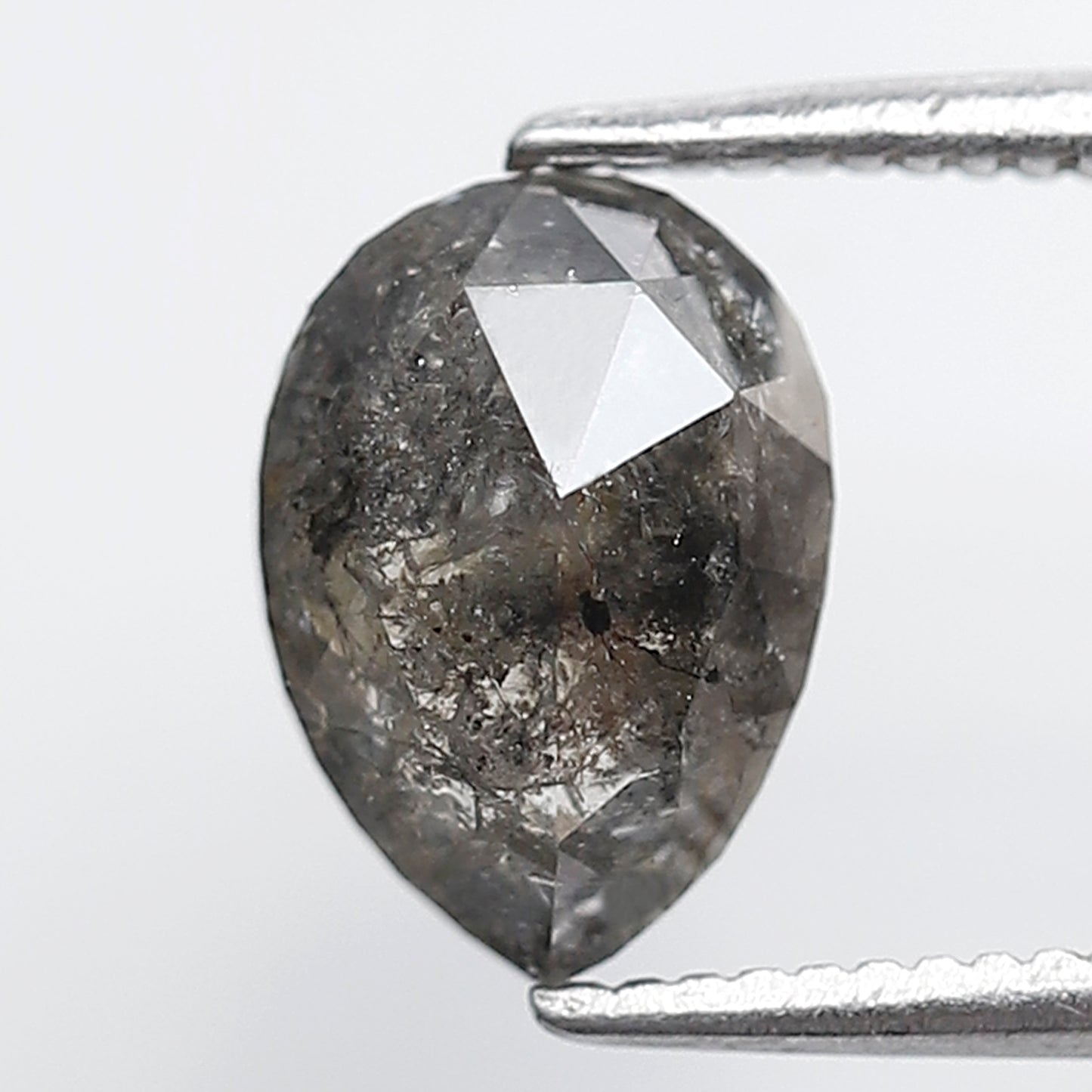 1.68 Ct Pear Shape Salt and Pepper Diamond 8 MM Loose Natural Grey Black Color Diamond